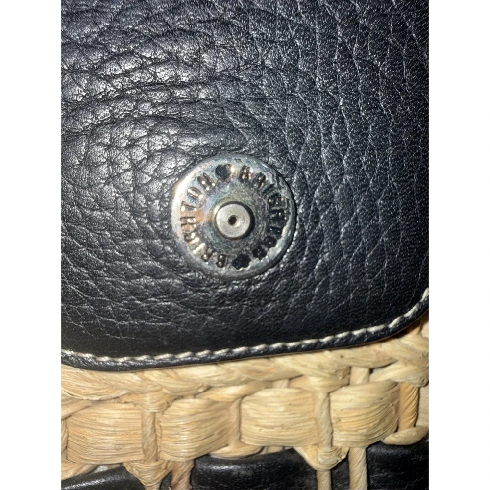 Classic BRIGHTON Straw Handbag Purse Tote Black Leather Trim Raffia
